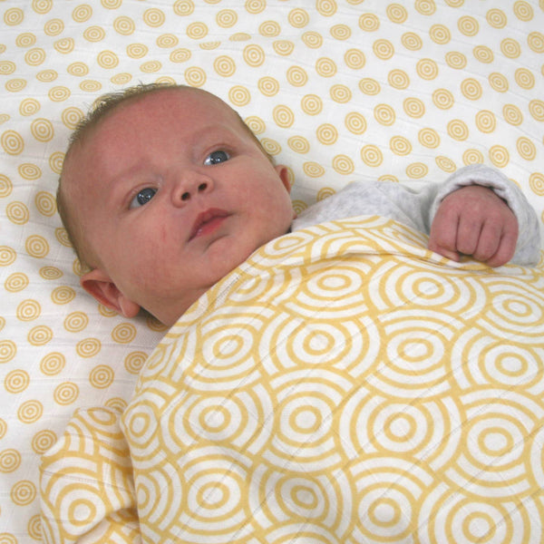 3pk Bamboo Organic Cotton Muslin Squares - Gold