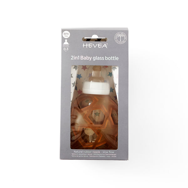 2-in-1 HEVEA Glass Baby Bottle with Star Ball