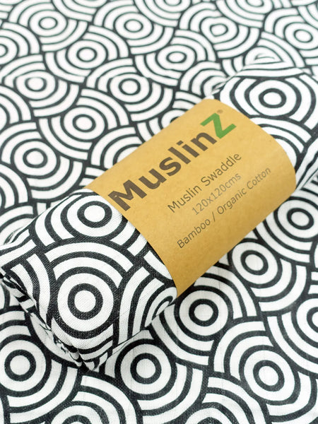 Monochrome Sensory Range Muslin - Bamboo/Organic Cotton Swaddle
