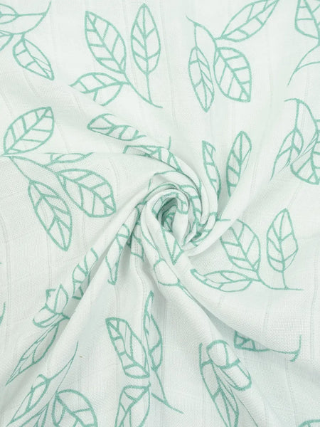 Bamboo / Organic Cotton Muslin Squares 70x70cm – Aqua Leaf