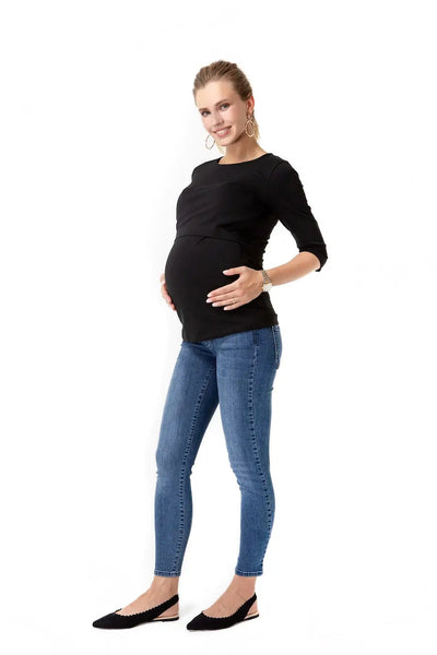 100% Cotton Long-Sleeved Maternity Top for Pregnancy, Nursing & Beyond