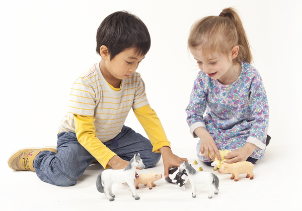 Green Rubber Toys - Farm Animals, Set of 8