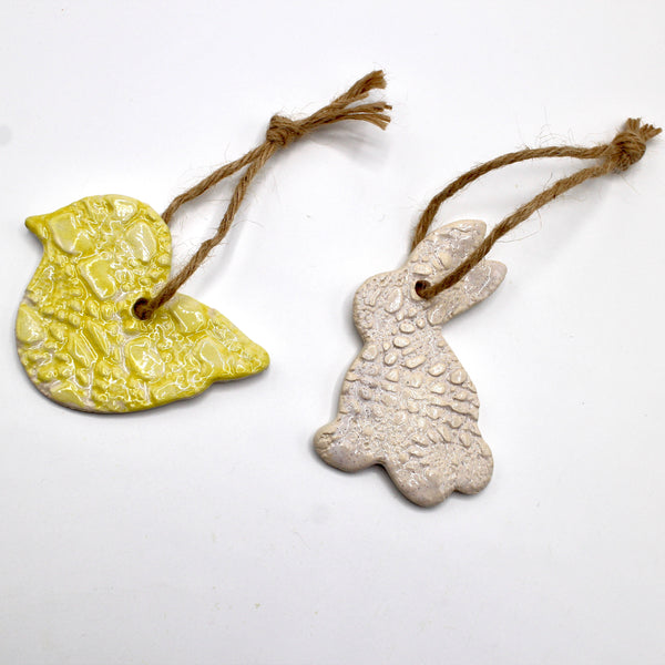 Handcrafted artisan hanging ceramic (sunshine, bunny or chick)