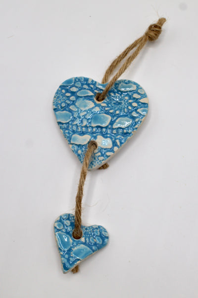 Handcrafted artisan hanging ceramic hearts
