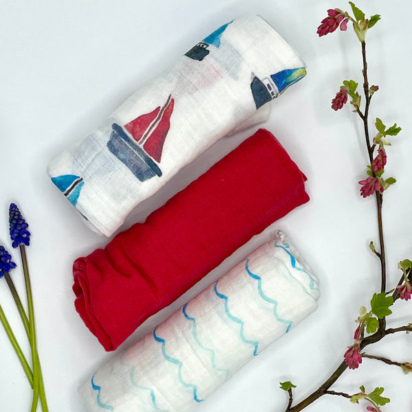 Lulujo Cotton Muslin Cloth - Sailing Pattern