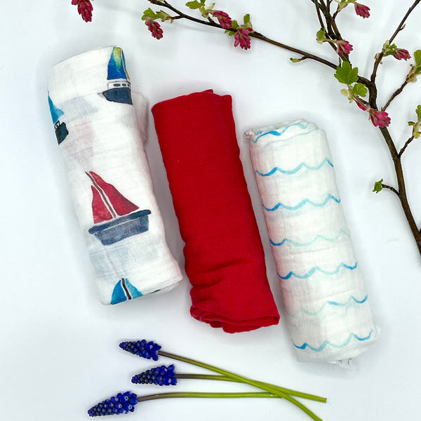 Lulujo Cotton Muslin Cloth - Sailing Pattern