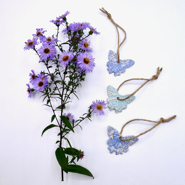 Handcrafted artisan hanging ceramic butterfly