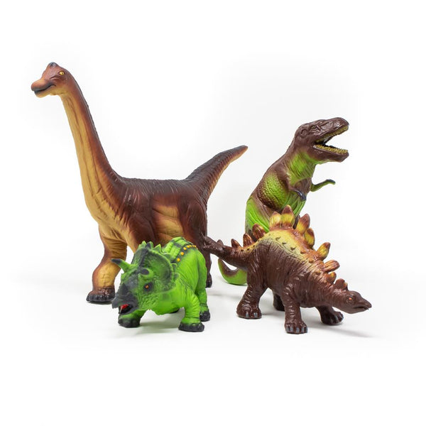 Green Rubber Toys - Dinosaurs, Set of 4