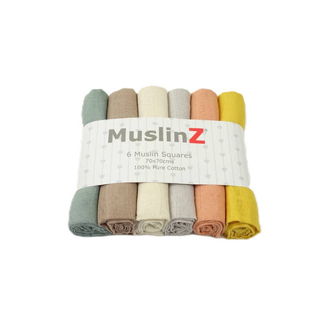 6pk Scandi Neutral Cotton Muslin Squares