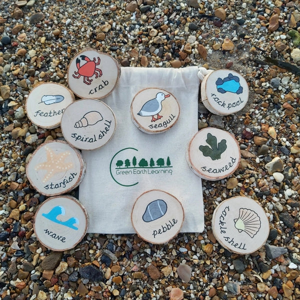 Beach Scavenger Hunt - Wooden Outdoor Plastic-Free Learning for Children