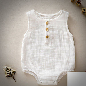 Organic Linen Day Romper - White