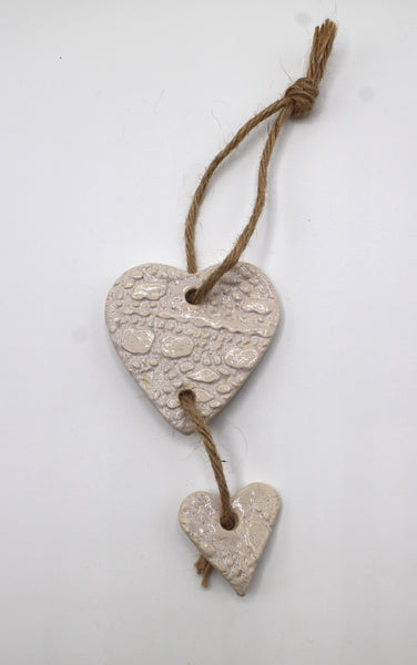 Handcrafted artisan hanging ceramic hearts