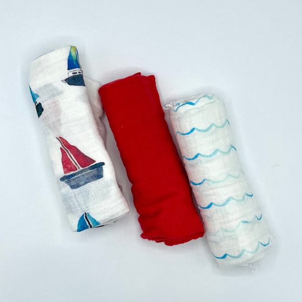 Lulujo Cotton Muslin Cloth - Sailing Pattern
