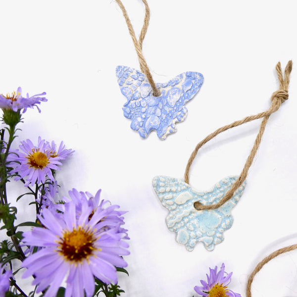 Handcrafted artisan hanging ceramic butterfly