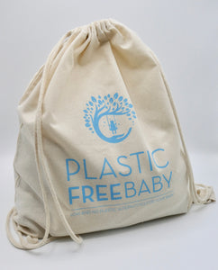 Plastic Free Baby Natural Cotton Drawstring Tote Bag